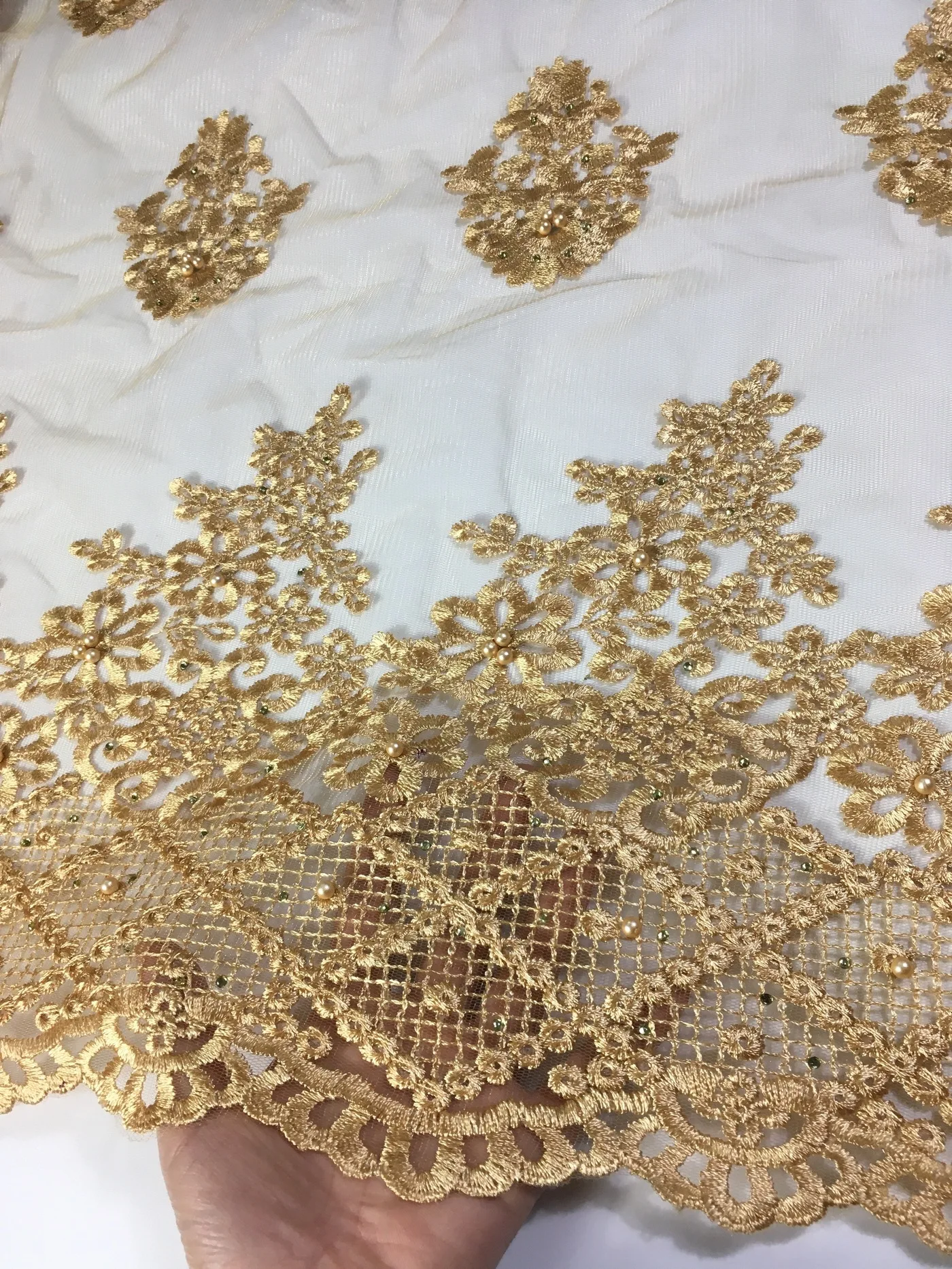 White African Lace Fabric 2022 High Quality Nigerian Lace Fabrics Tissu Africain Guipure Embroidery French Tulle Lace FabricHX12