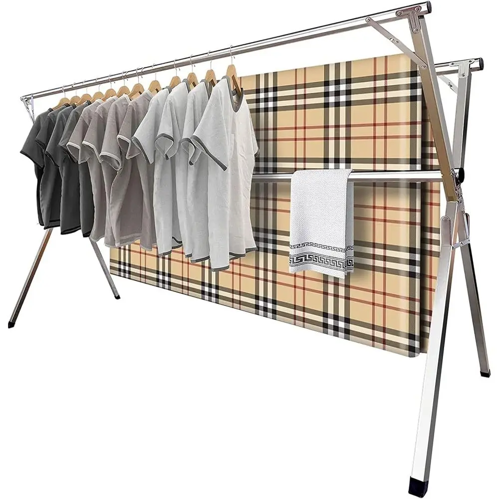 

Compact Indoor/Outdoor Clothes Drying Rack, 59 Tall, Heavy Duty with Retractable Windproof Hooks