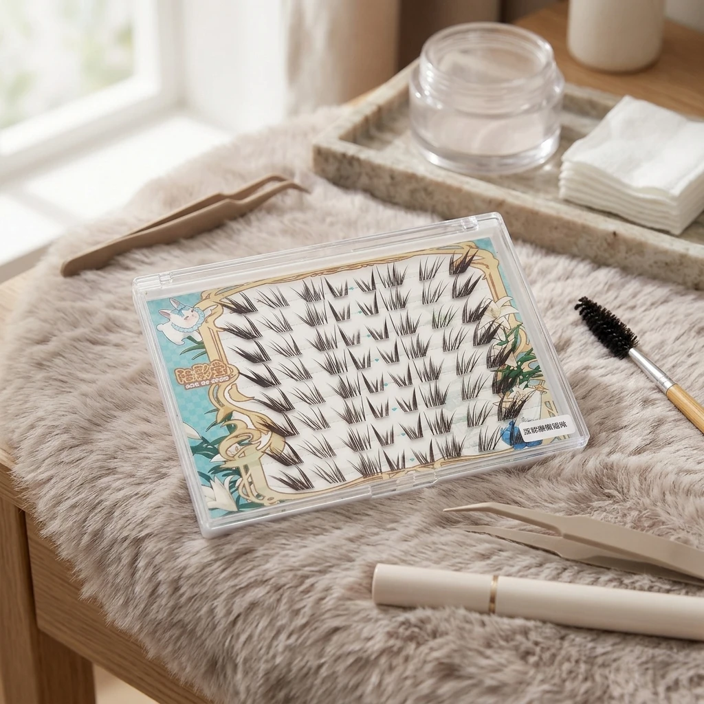 Dunkelbraune Lazy Cat Falsche Wimpern Natürliche Fuchsaugen-Wimpern Wispy Lashes Oblique Fly Manga Wimpernverlängerung für tägliches Make-up und Fotos