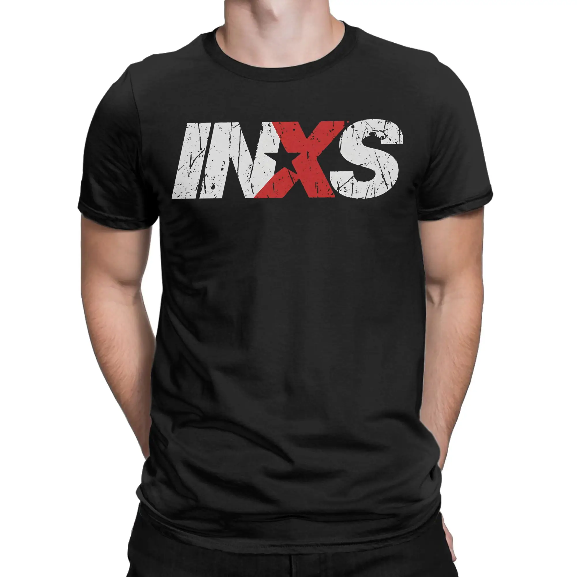 INXS Logo T-Shirt for Men  Casual Cotton Tees Round Neck Short Sleeve T Shirts Unique Clothing