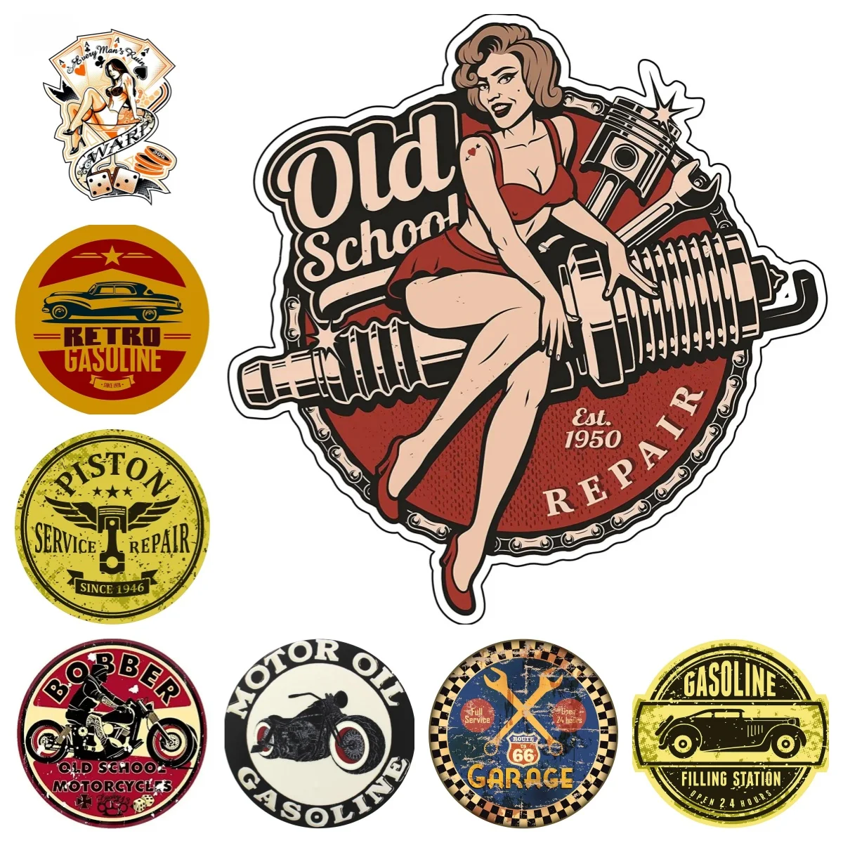 

Creative Retro Car Sticker Bumper Hood Rearview Mirror Head Cover Scratches Motorcycle Vinyl Decals Decorative