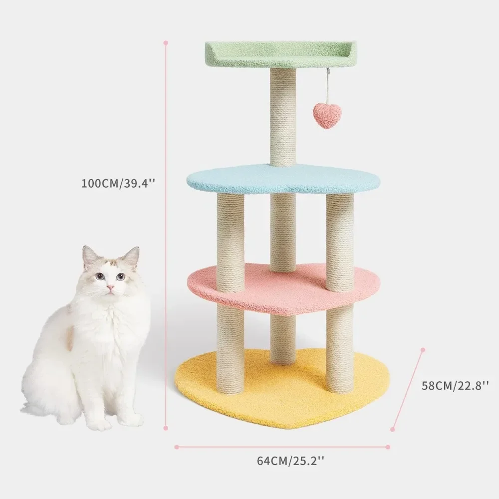 Imagem -06 - Indoor Cat Tree Tower com Sweetheart Shaped Platform Multi-nível Cat Tower Activity Center