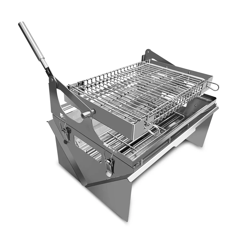High Quality Stainless Steel Flip Grill Charbroil Braai BBQ Grill Portable Smoker for Home Kitchens Electronic for Baking Travel