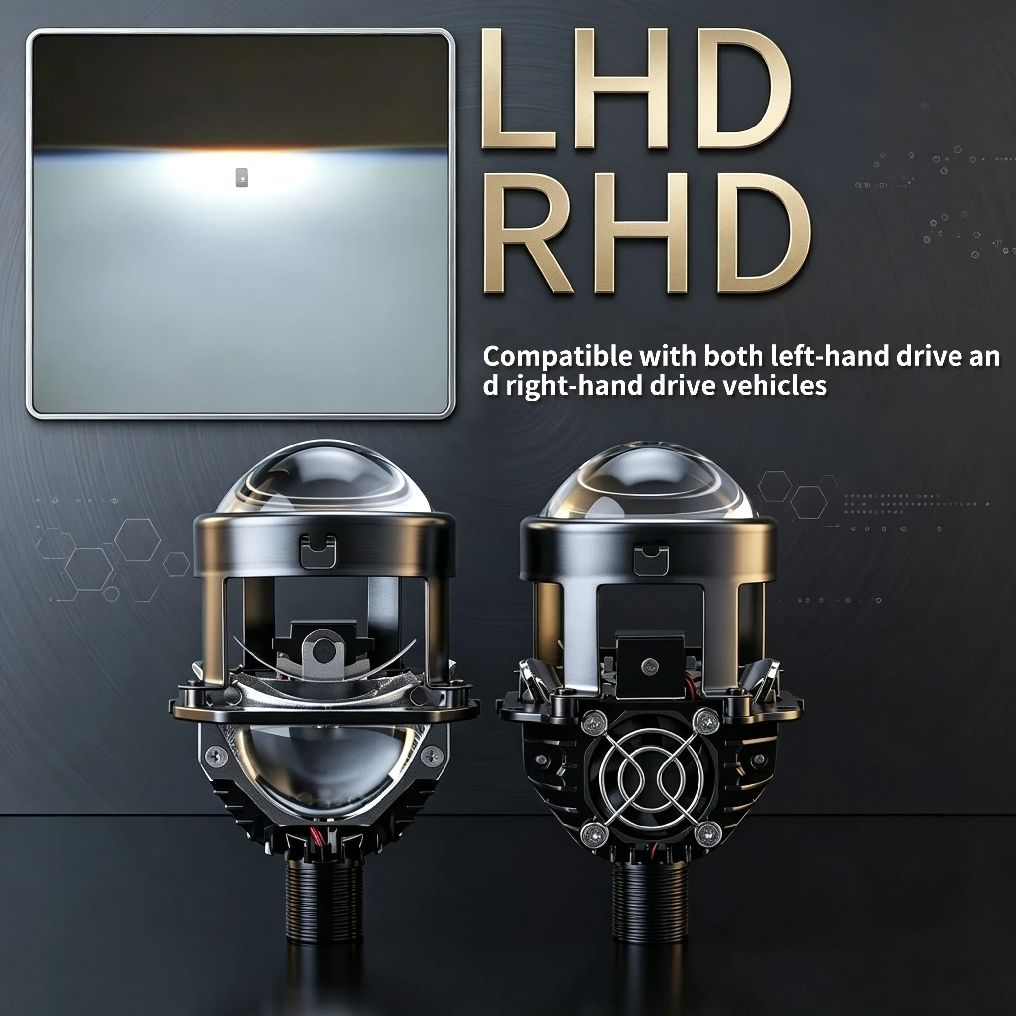 2PCS 2.5 Inch Bi LED Projector Lens 180W 20000LM 6000K White LHD/RHD Universal Headlight Lens Non-destructive Installation 9-16V