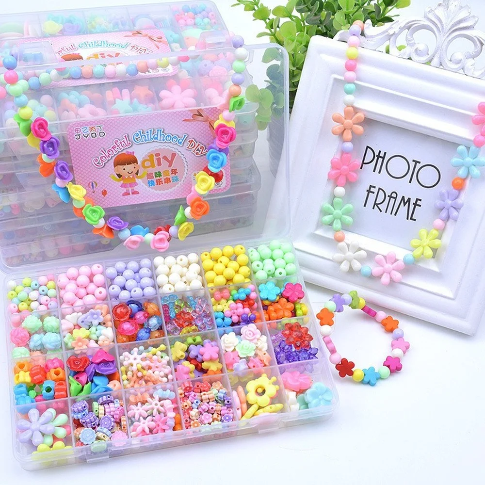 Kit for Make Bracelets Beads Toys for Children DIY 24 Grid Handmade Making Puzzles Beads for Girls Kit Girls Toys