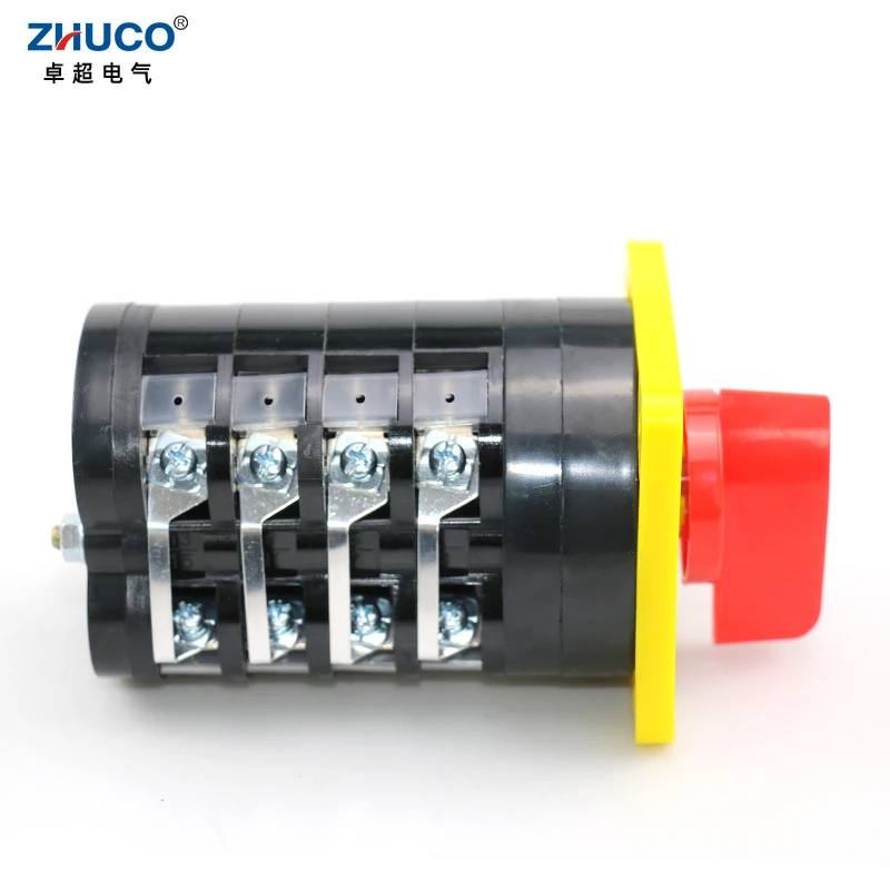 ZHUCO LW5D-16/5.5S.4 16A Three Position Four Pole 16 Screws Electric Rotary Panel Mount Selector Control Changeover Cam Switch