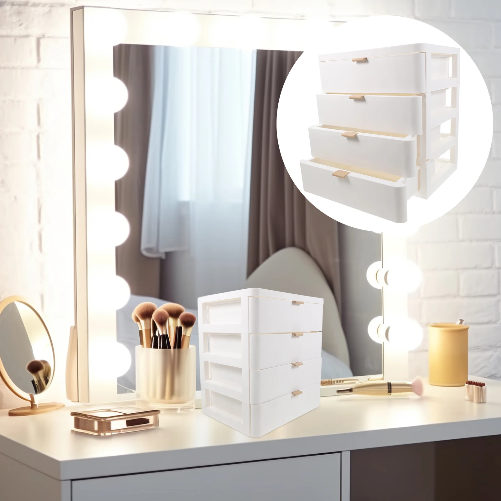 

Plastic PP Multi-layer Drawer Type Cosmetics Storage Box Desk Organizer Home Container Easy to Clean Durable Fashionable Simple