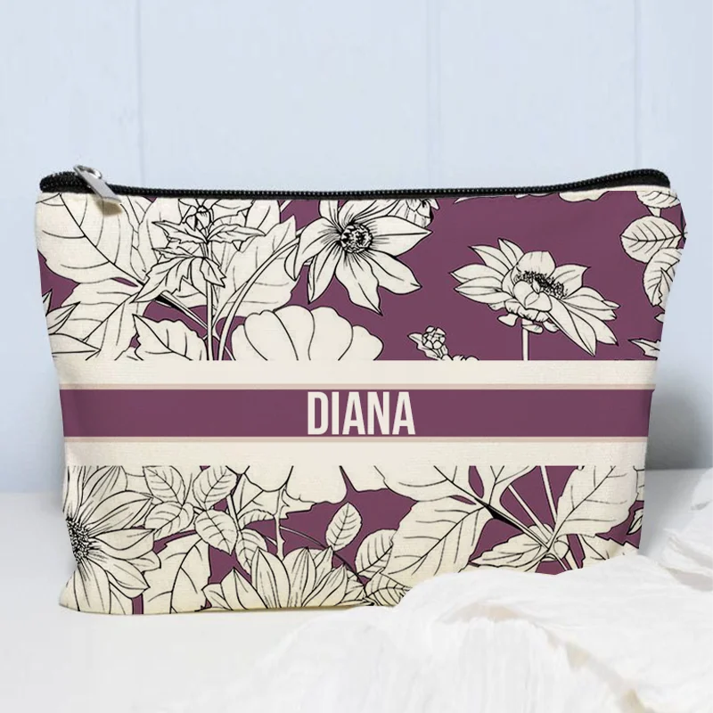 Custom Wedding Gift Name Cosmetic Bag for Ladies Travel Toilet Pouch Trendy Brand Makeup Bag Eco Canvas Women Handbags Purse