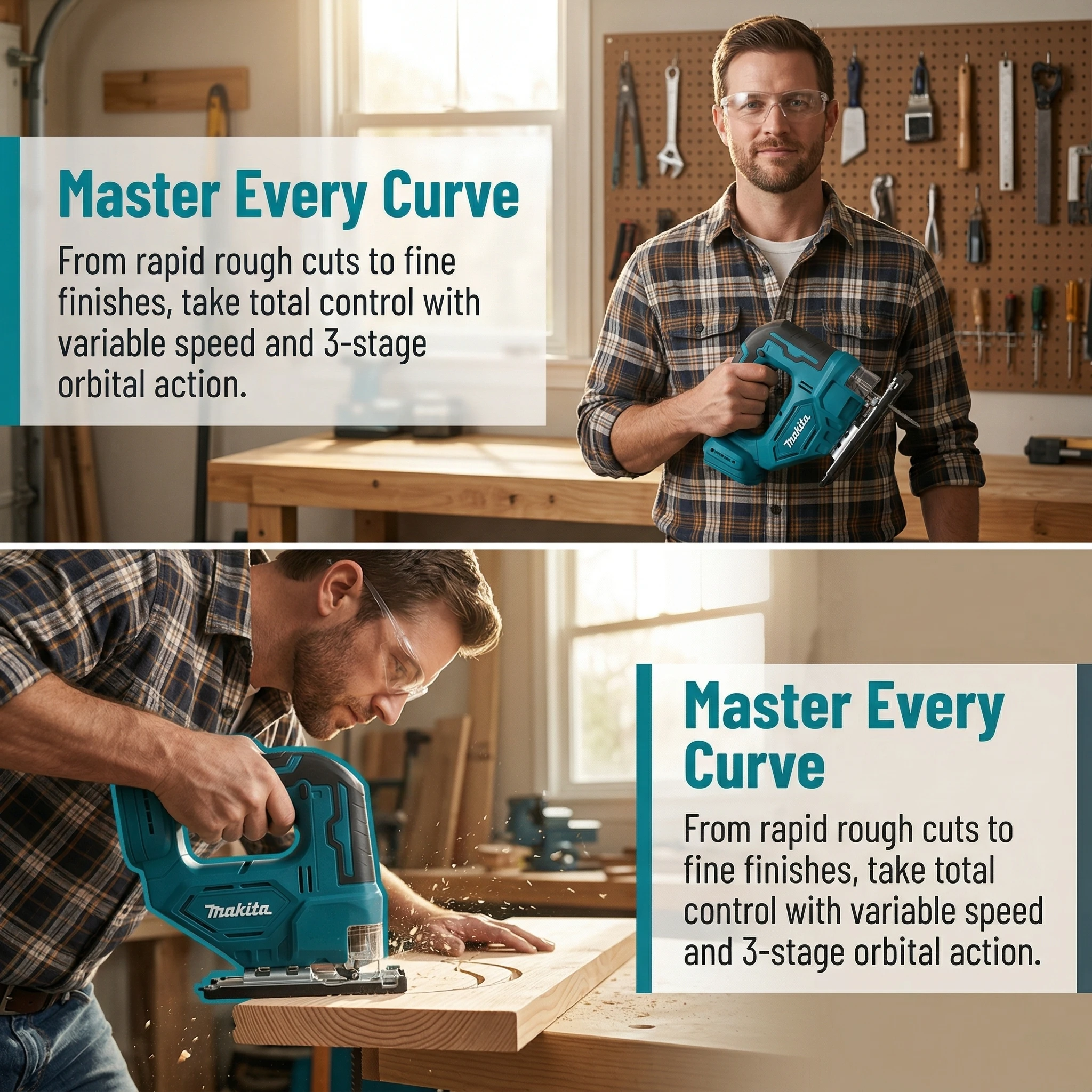 Makita DJV182Z 18V Cordless Jigsaw 340W Barrel Handle Brushless for Kitchen Worktop Cutout and Furniture Repair
