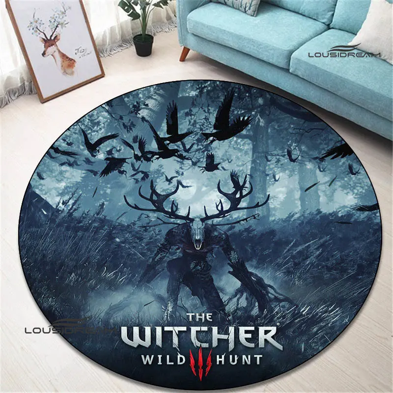 W-Witcher game logo printing Round carpet Non -slip carpet living room bedroom beautiful carpet photography props birthday gift