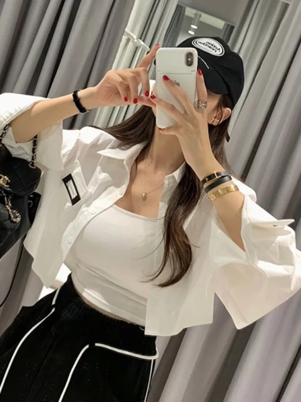 

ort Svel Women's irt Jaet Pure Color Turn-down Collar Labelled Long Sve Top Trendy Autumn 2025 Chinese Brand