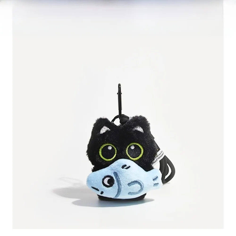 

New Fish Black Cat Plush Doll Keychain Strawberry Bib Doll Bag Pendant Wings Car Key Ring Gifts