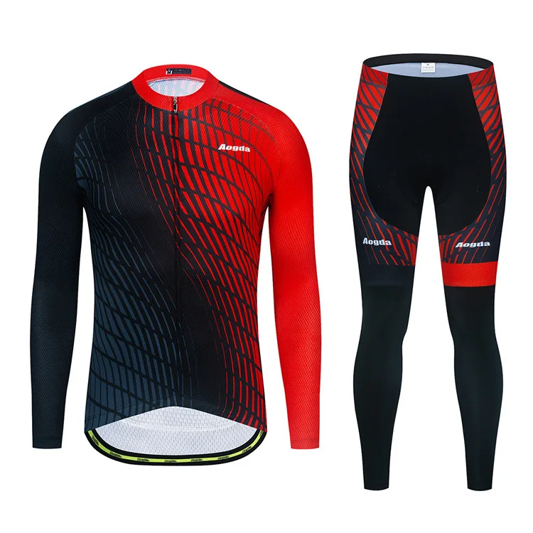 Long Sleve Cycling Set Equipment Man Bib Automn Triathlon Suit Men Jersey Sleeve Breathable Bike Summer Suits Clothes Jerseys