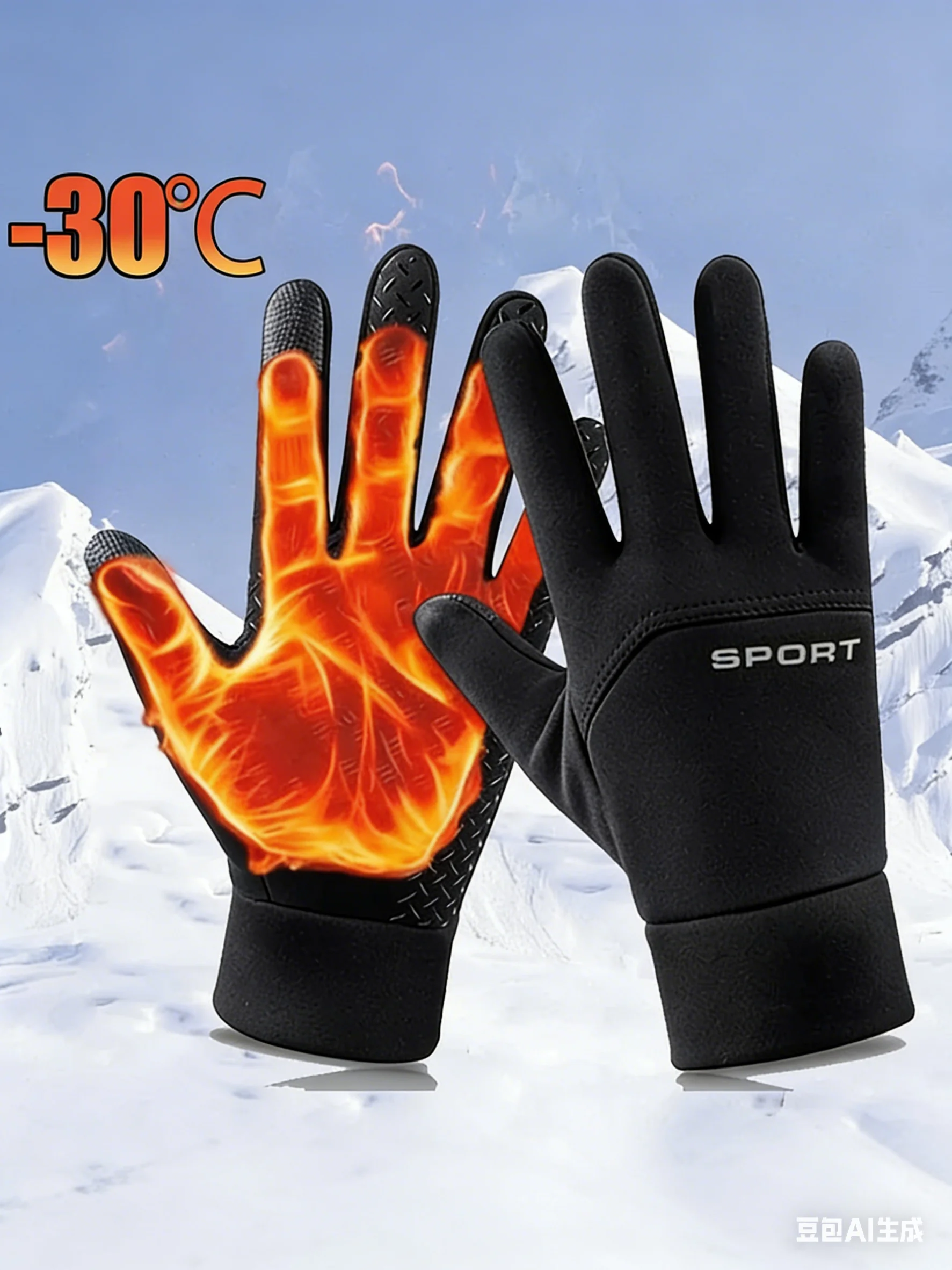 AliExpress NONE Winter Warm Gloves Touch Screen Windproof Cold-proof Cycling Gloves, Men's Women's Running, Hiking Skiing Gloves
