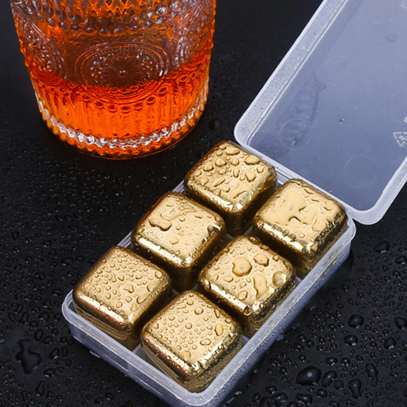 

1Set Metal Ice Cubes Reusable Stainless Steel Cooling Beverage for Whiskey Wine Juice Household Bar Accessories