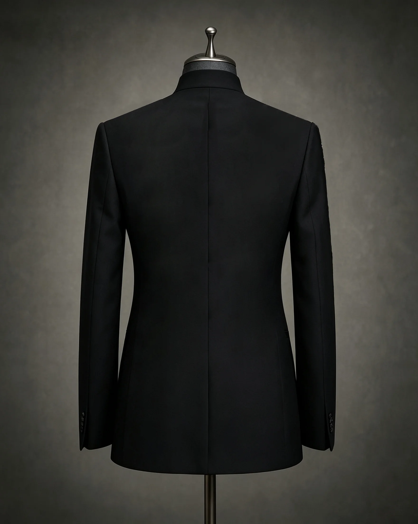 Elegant Black Mandarin Collar Men's Tuxedo Jacket with Asymmetrical Rhinestone Curved Lines Stage Performance Customized M264566 view 4