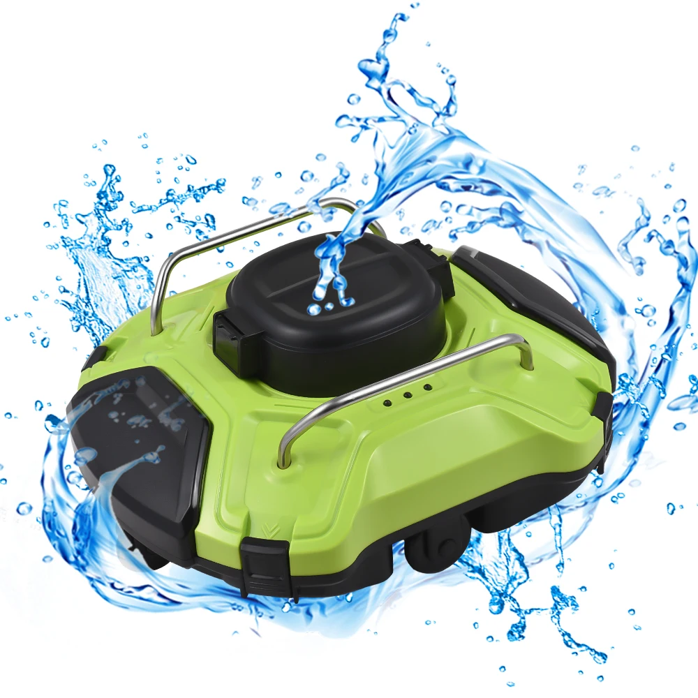 Cordless Robotic Pool Cleaner 30W Dual-Drive Motors Automatic Pool Vacuum 110 Mins Runtime Self-Parking 200um Fine Filter