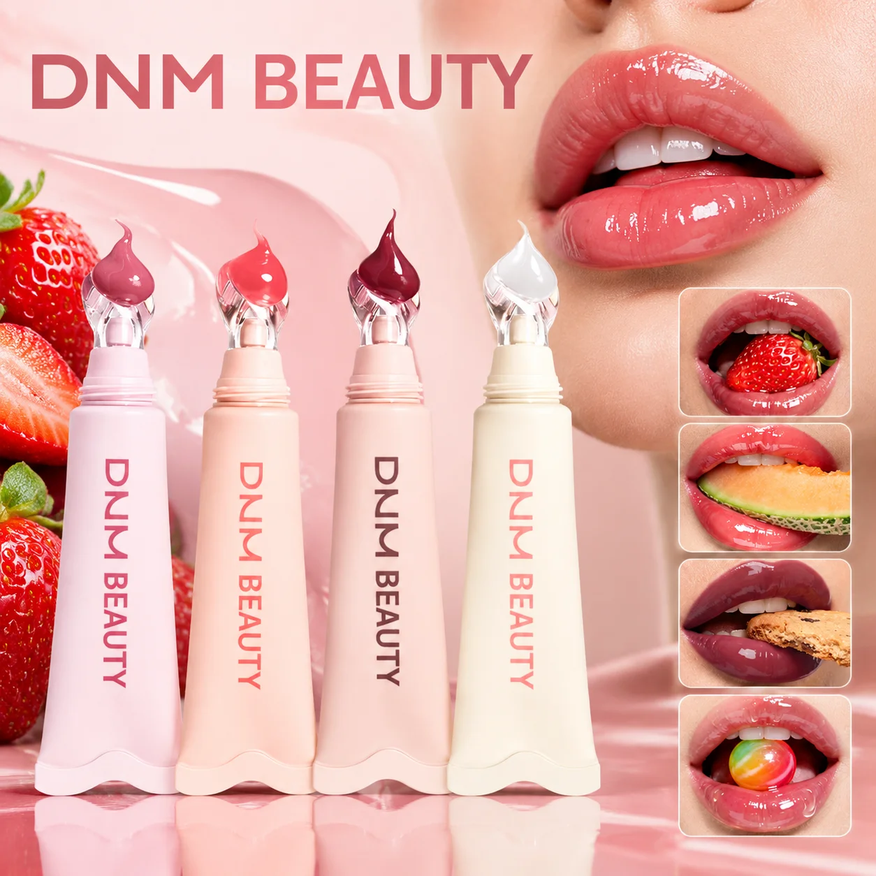 DNM BEAUTY 4 Colors Lip Gloss Plumping Mirror Glass Lip Oil Moisturizing Shiny Dudu Lips Liquid Lipstick Women Makeup