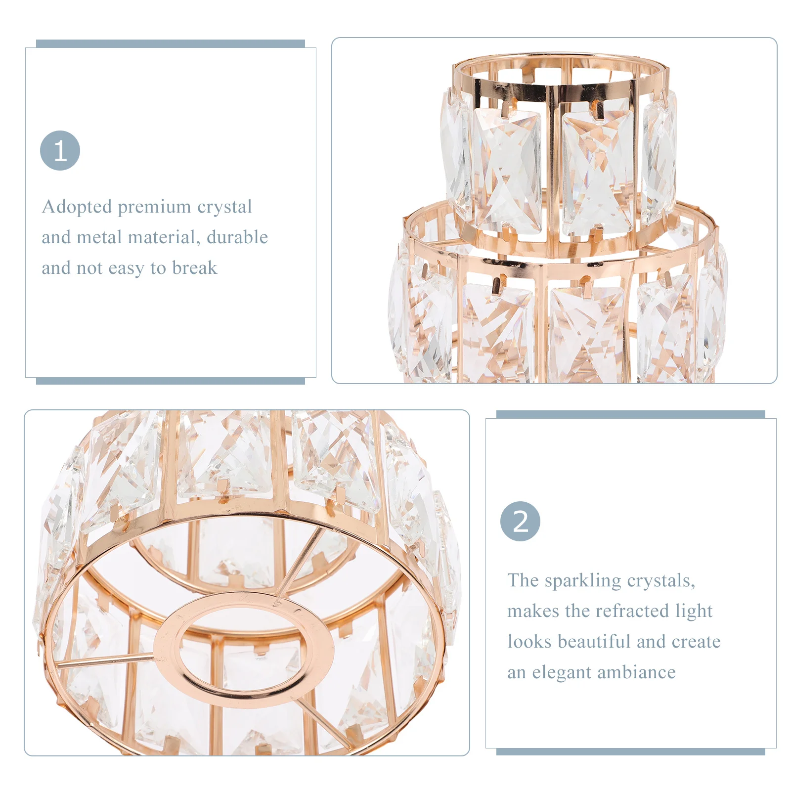 Crystal Lamp Shade Modern Design Decorative Ceiling Light Shade Compatible with E27 LED Bulbs Sparkling Crystal Fixture