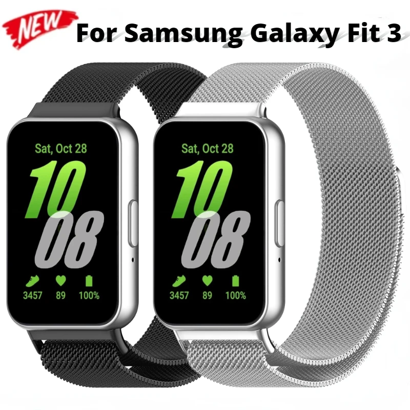 Milanese Strap for Samsung Galaxy Fit 3 Belt Loop Metal Magnetic Bracelet Wristband for Samsung Galaxy Fit 3 Band Replacement