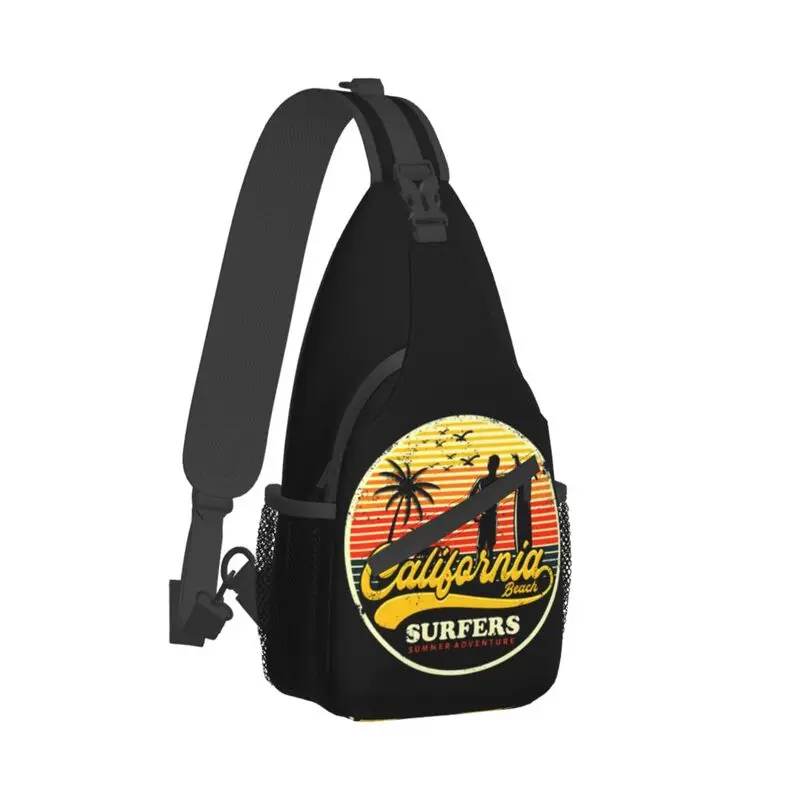 Sac à bandoulière personnalisé California Surfer pour homme, sac à dos de poitrine, sac à dos à bandoulière, plage, été, mode, initié au surf, cyclisme, camping