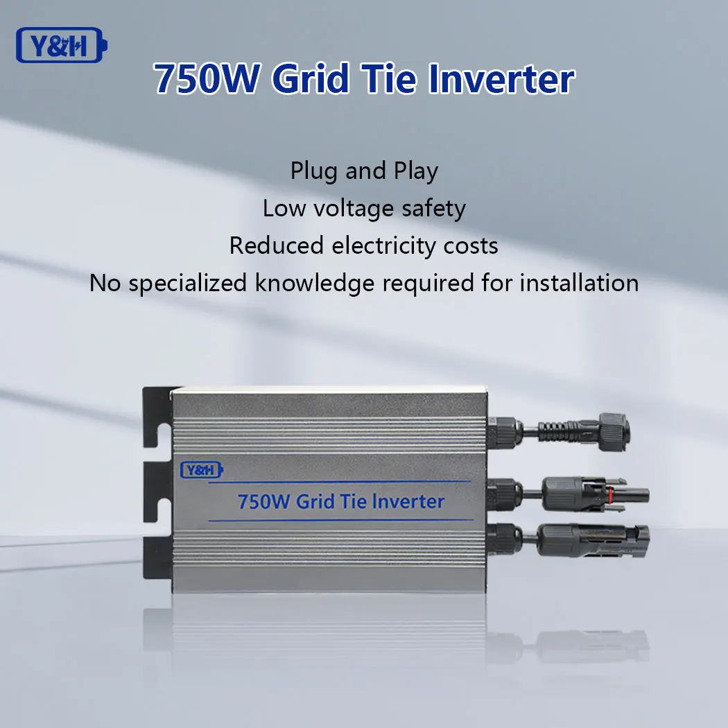 Y&H 750W Solar Grid Tie Micro Inverter MPPT Solar Input 24-60V AC220V Output for 24V 36V Solar Panel