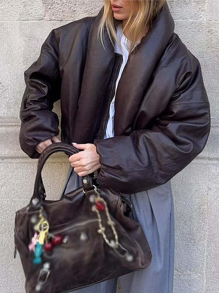 

HH женская мода уличная стильная пальто однотонные отложные воротники с длинными рукавами на молнии женские зимние уличные короткие куртки