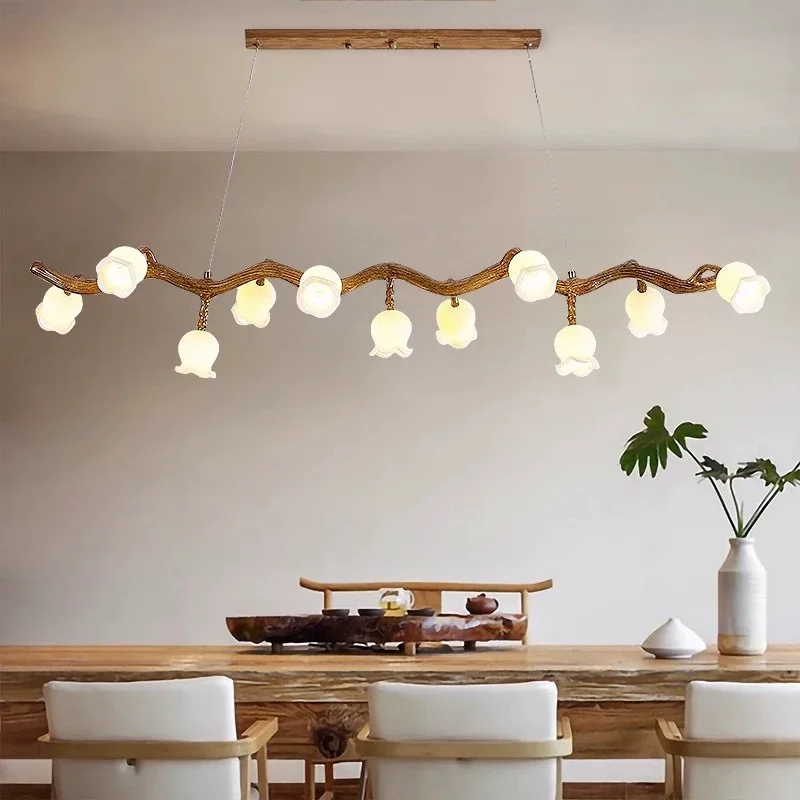 Chandelier creative lotus design retro lamp suitable for bed and breakfast restaurant tea room long bar
