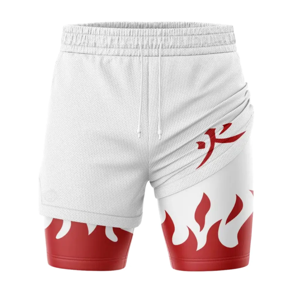 Naruto 4th Hokage Minato Shippuden Anime 2-in-1 Performance Shorts Family Summer Breathable Quick Dry Unisex Gym Fitness Shorts