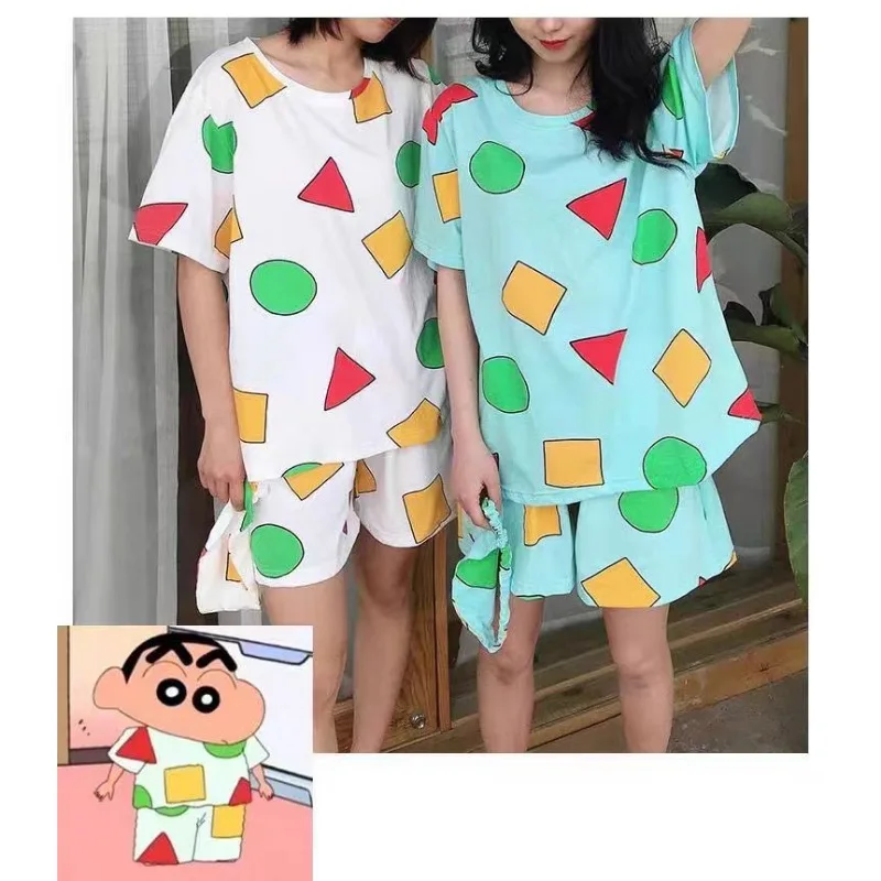 2pcs Crayon Shin Chan Home Furnishing Set Pajama Anime Women\'s Cute Pajama Set Summer Comfortable Home Furnishing Set Girl Gift