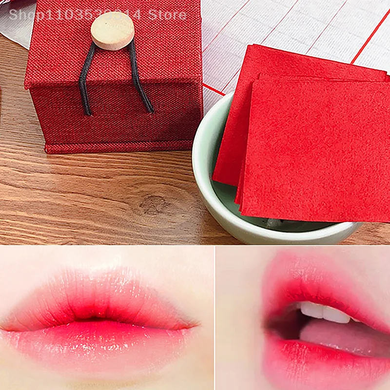 12 Pcs Chinese Ancient Lipstick Papers Long Lasting Red Velvet Lip Gloss Women's Lip Makeup