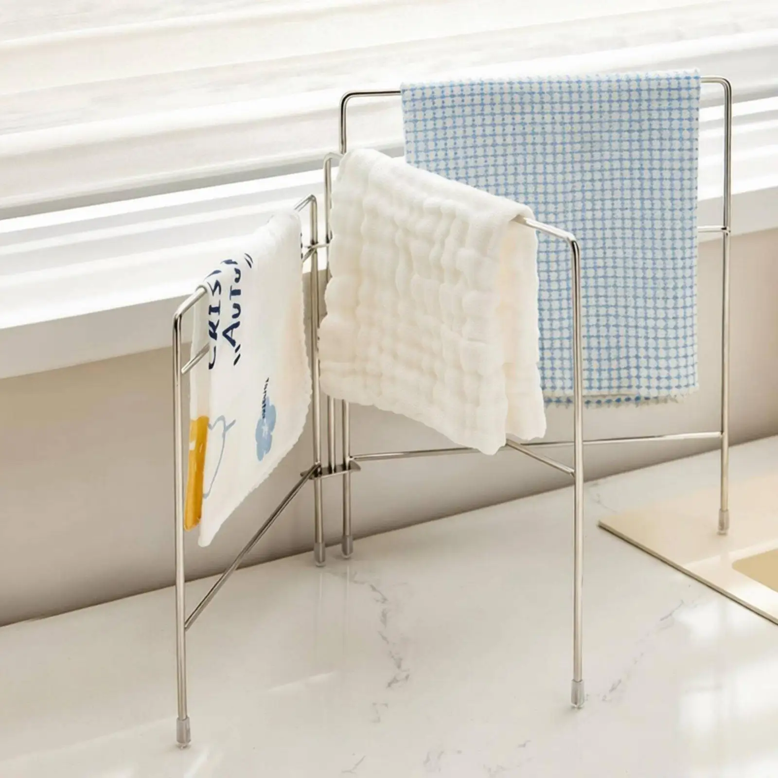 Foldable Dishcloth Rack Space Saving Stainless Steel Towel Drying Rack
