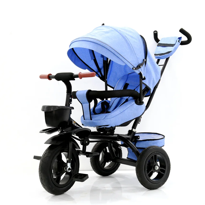 4 in 1 stroller for 2-8 years kids babies cheap price three wheel steel frame tricycle best selling rubber tire strollers