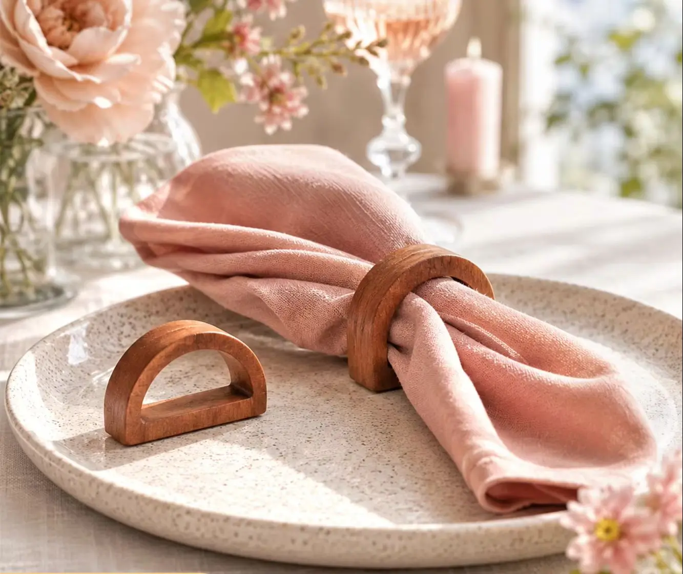 Wooden napkin ring semi-circular wooden napkin ring wooden napkin decorative ring wooden napkin fastening ring