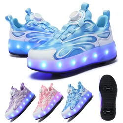 Student outdoor roller skates rotary buckle children's wheel sneakers 4-wheel roller skates multi-functional running shoes