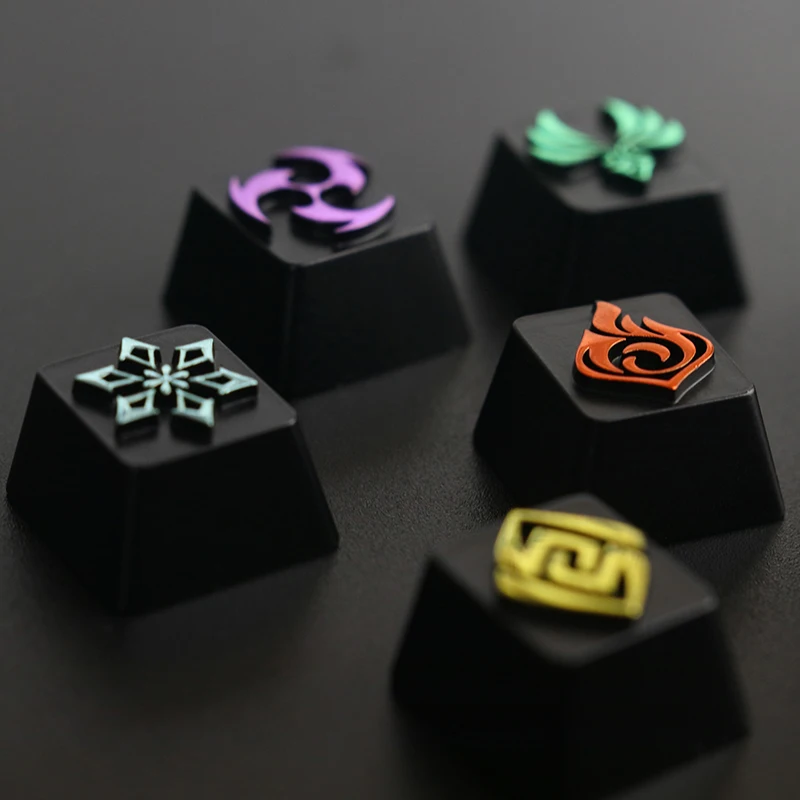 Genshin Impact Elements Logo Keycaps Zinc Aluminum Alloy Mechanical Keyboard Pyro Hydro Cryo Electro Custom Keycap MX Cross Axis