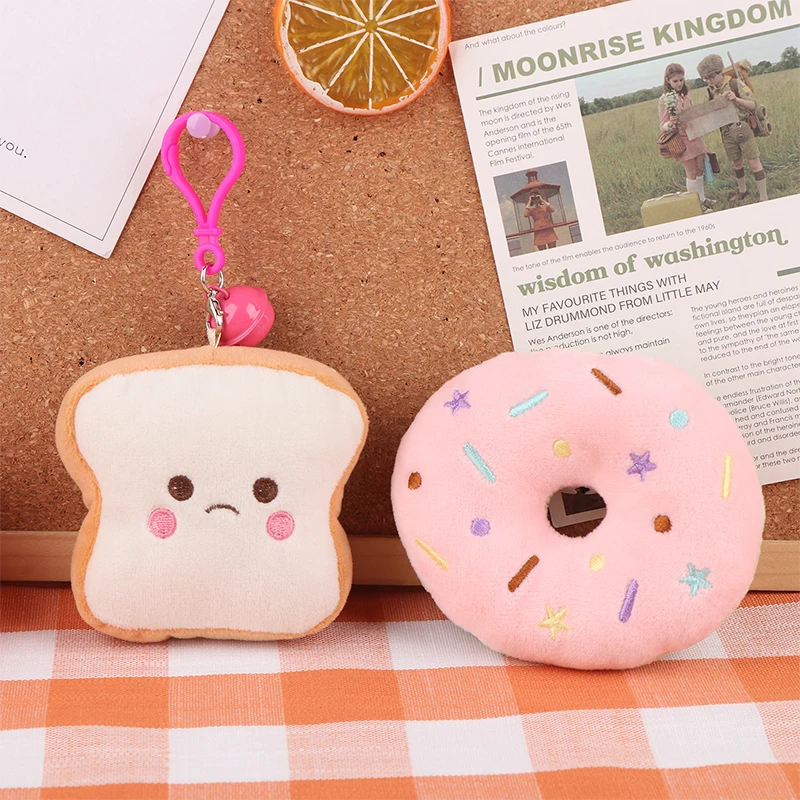 Donuts Plush Toy Cartoon Bread Pendant Soft Stuffed Doll Plushies Keychain Car Key Ring Backpack Bag Decor Gift