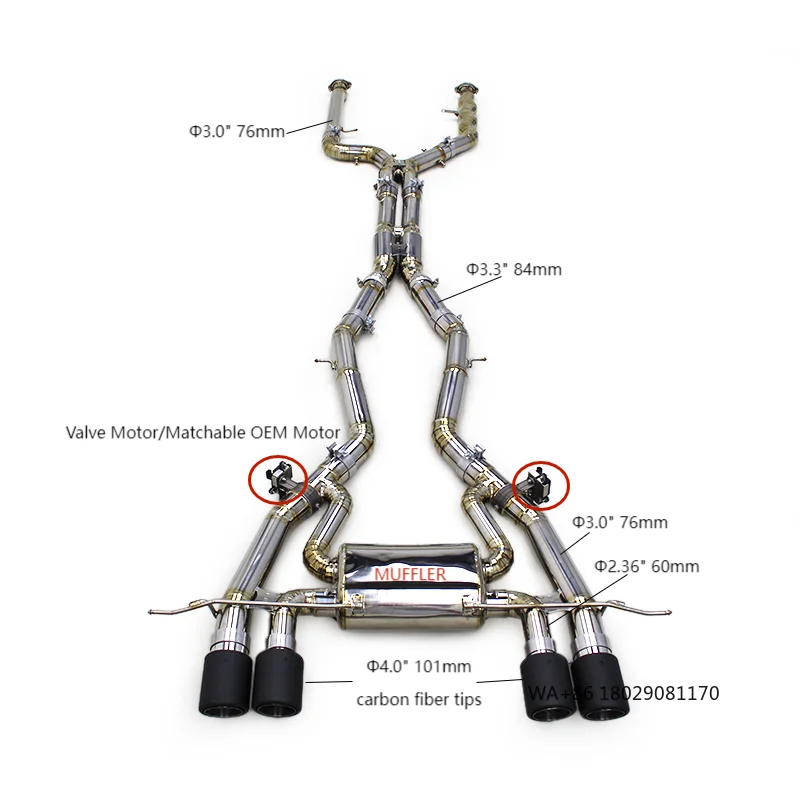 

OEM Titanium Catback Exhaust System for M3/M4 G80/G82 3.0T 2021-2024 Equallength Mid Pipe 3 Inches 76mm Exhaust Muffler