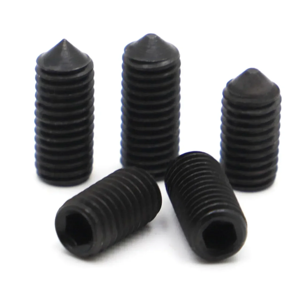 Black Grade 12.9 Steel DIN914 M2.5 M3 M4 M5 M6 M8 M10 Hex Hexagon Socket Cone Point Grub Set Screws Tapered End Bolts