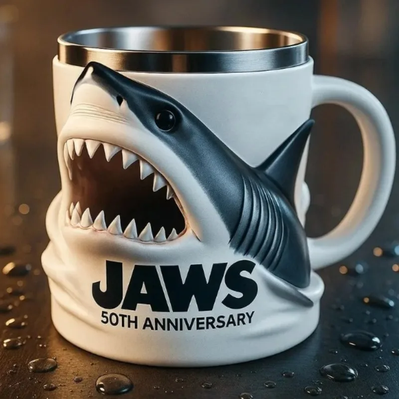 

Great White Shark peripheral model ornaments popular Jaws50th anniversary mug Great White Shark 50th anniversary cup model gift