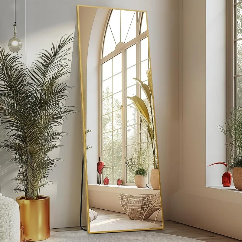 

59"x16" Floor Standing Mirror, Wall Mirror with Stand, Full Length Aluminum Alloy Thin Frame Hanging or Leaning