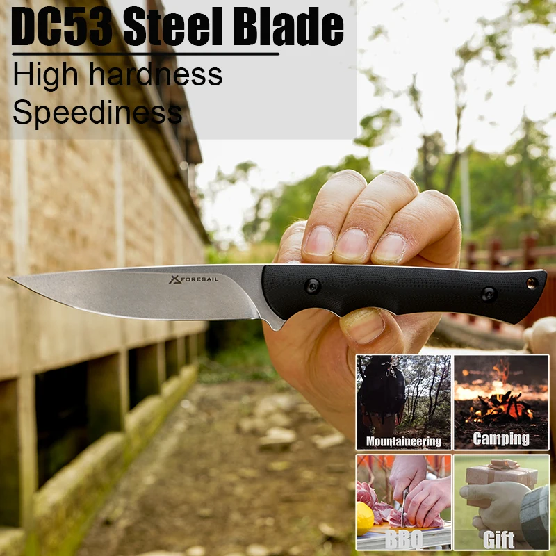 

DC53 Steel sharp Fixed Knife G10 hand shank tactical Knife outdoors fishing Knives Camping Hunting straight Knife Kitchen knife