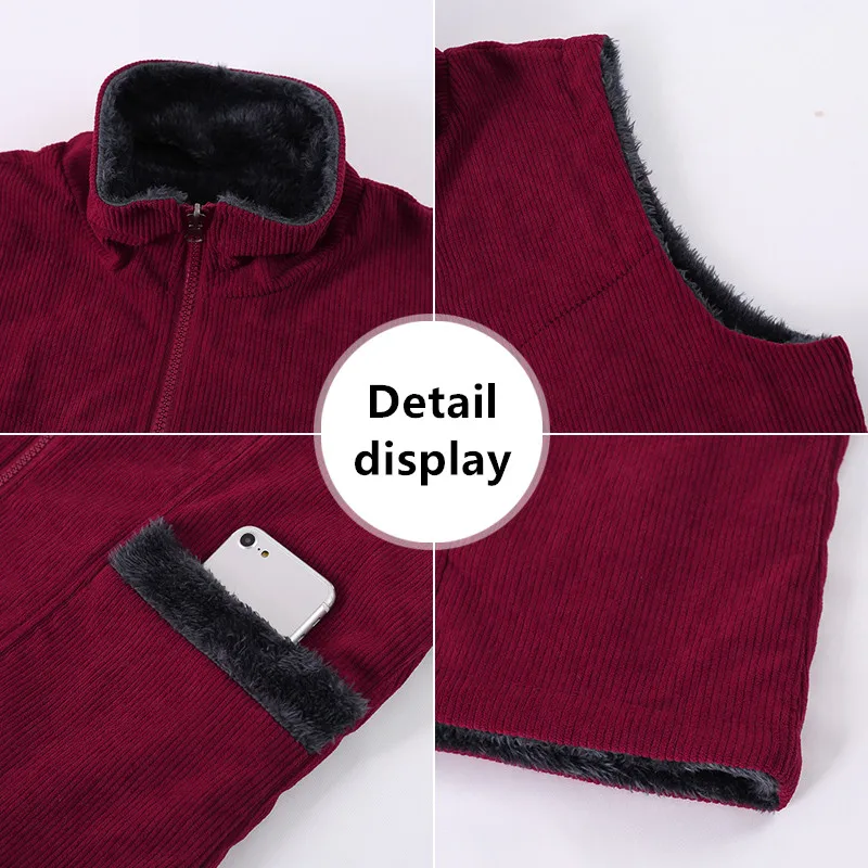 New Autumn Winter Fashion Stand Up Collar Versatile Corduroy Double-Sided Vest For Women With Plush And Thickened Warm Vest Coat