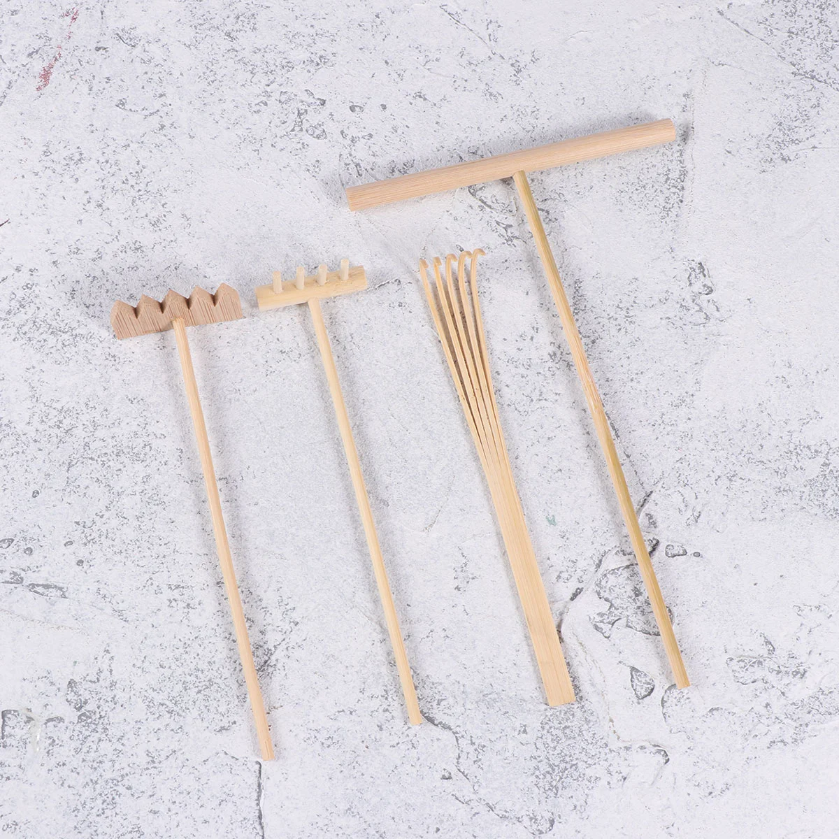 

4 PCS Push Desktop Decor Bamboo Rake Tool Decoration Fengshui Sand Rakes Bonsai Kit