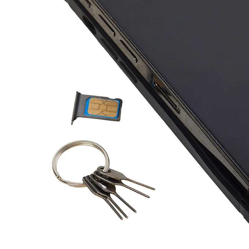 New Anti-Lost Sim Card Removal Needle 5pcs Sim Card Pin + 1 Ring Key Tool Phone Ejecting Pin SIM Card Tray Ejection Pin Keyring