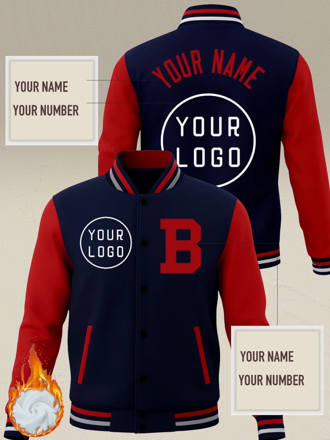 Custom personalise your brand logo print , hiphop baseball jackets,  Funny Christmas Thanksgiving gifts for Friends