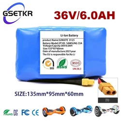 36V 6.0Ah Battery Hoverboard Rechargeable Li-ion Battery Pack Li-ion Cell for Electric Self Balance Scooter Hoverboard Unicycle