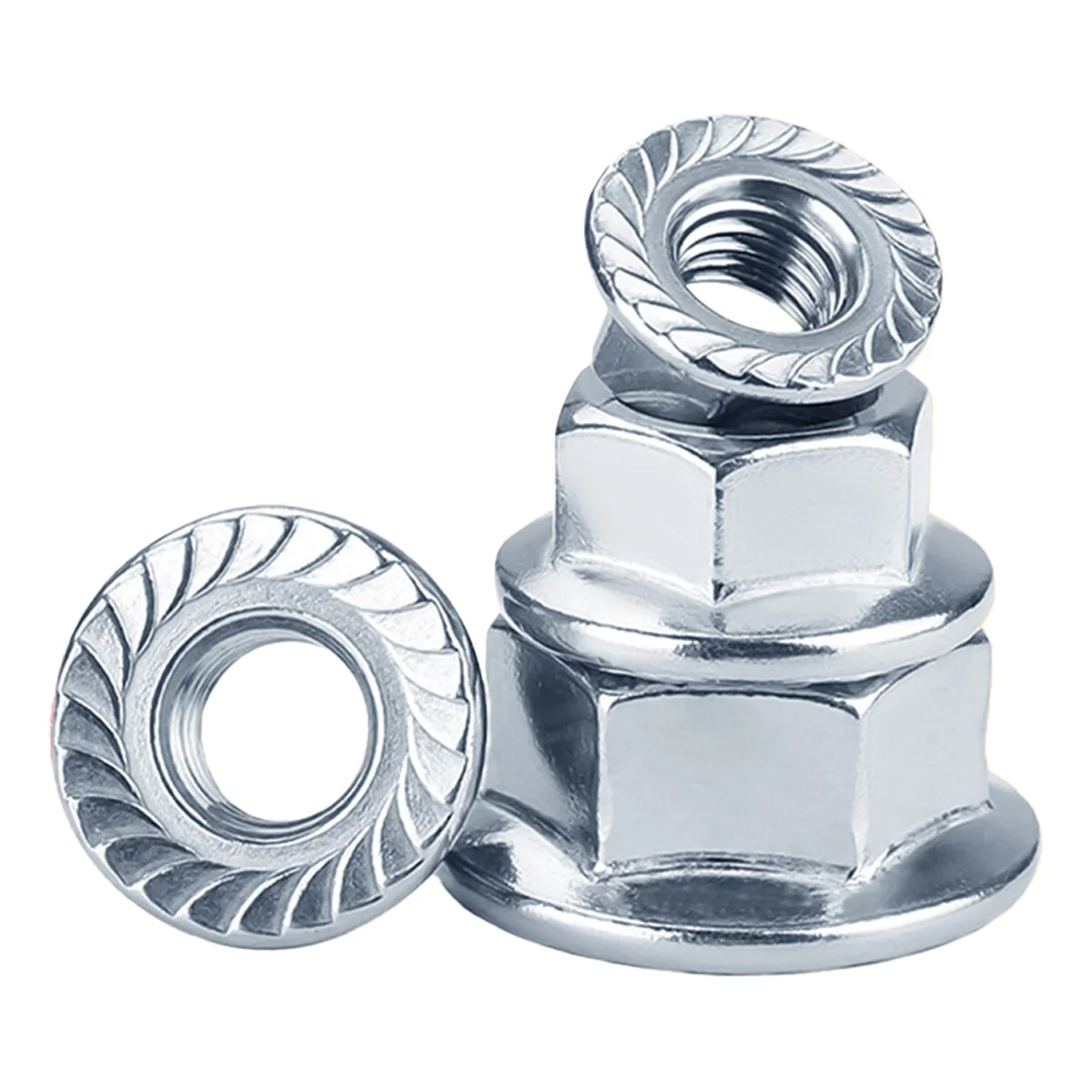 120 قطعة من صواميل شفة سداسية، صواميل شفة مجلفنة، صواميل سداسية مضادة للانزلاق، مكسرات، مسننة، شفة مسننة، صواميل مضادة لتخفيف الشعر #4