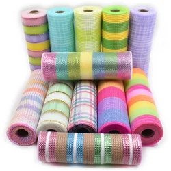 10Yards 26cm Easter Decoration Poly Mesh Rolls Easter Ribbons Pink Blue Gauze Mesh Tulle Roll Diy Happy Easter Day Gift Wrapping