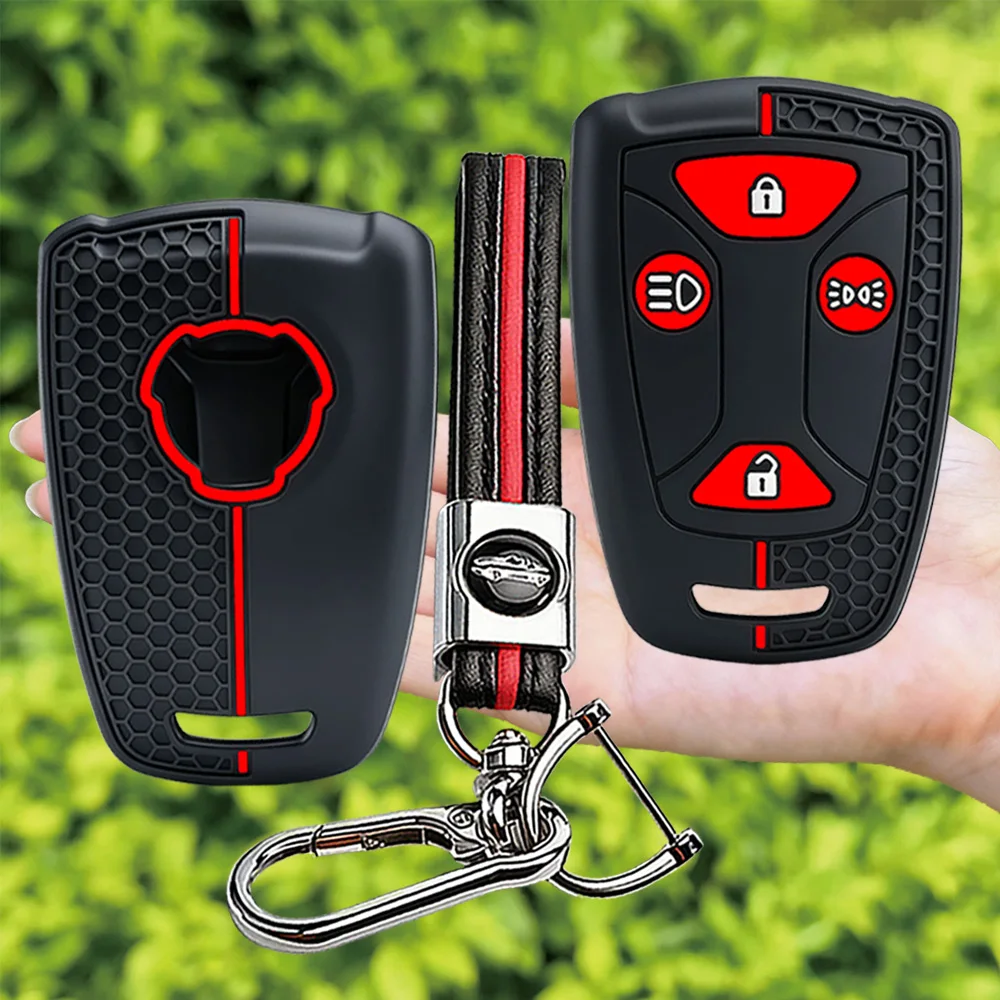 For Saab Truck R S G P Series Scania 1990 1991 Remote Silicone 4 Button Key Fob Chain Ring Cover Case Holder Protect
